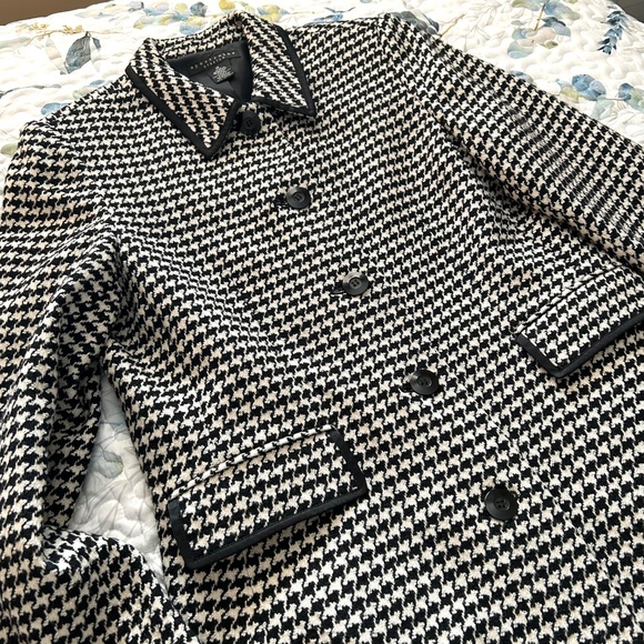 apostrophe Tailored Black/Off White Houndstooth Stretch Wool Blend Coat Size 12 - Picture 5 of 12